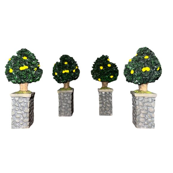 Vintage 2001 Village Square Pear Tree Set of 4 in Pots Mervyns Christmas Holiday - Picture 7 of 10